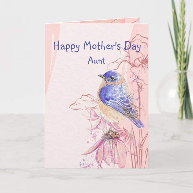 Mother's Day Aunt Bluebird Garden Bird Card (Front)