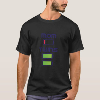 Mothers Day Baby Shower New Mum of Twins Battery L T-Shirt