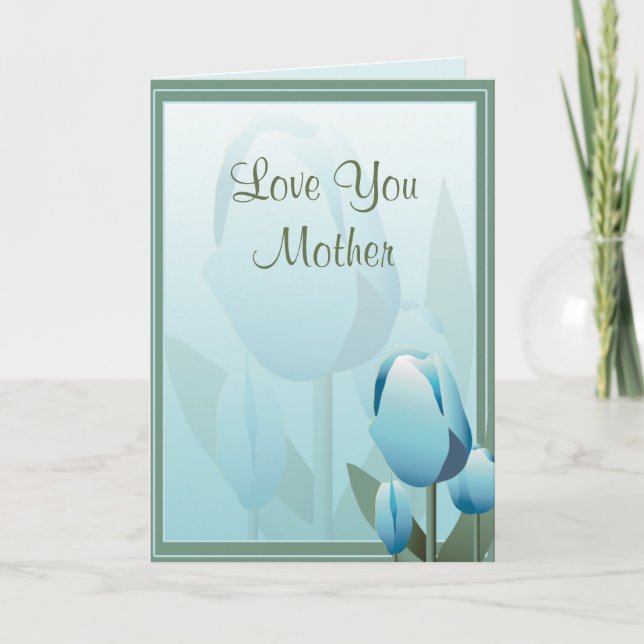 Mothers Day Beautiful Spring Tulip Turquoise Card (Front)