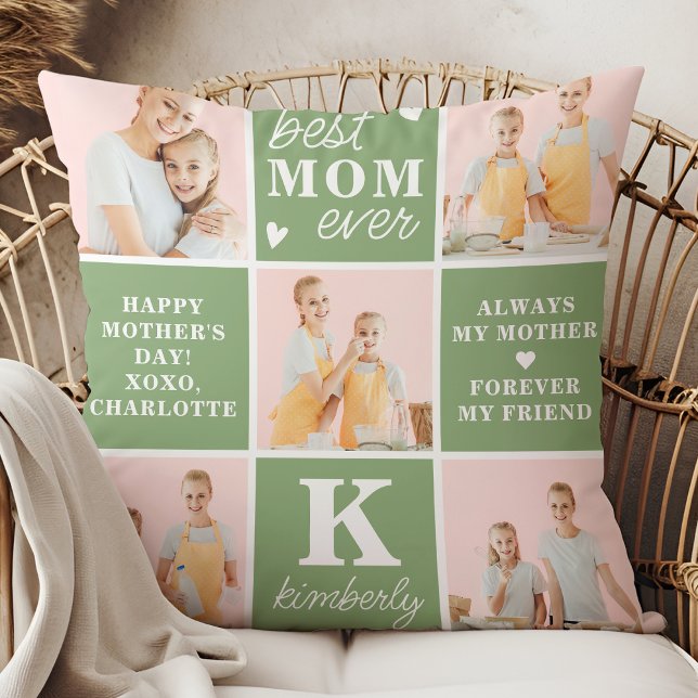 Mother's Day Best MOM Ever Custom 7 Photo Collage Cushion (Creator Uploaded)