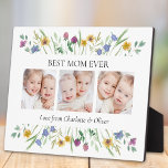 Mother's Day Best Mom Ever Floral Plaque<br><div class="desc">Are you looking for a special gift for Mother's Day? This keepsake plaque features three photos,  watercolor florals,  and stylish typography,  and is easily customizable. Original Watercolor © Michele Davies.</div>