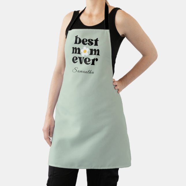 Mother's Day Best Mom Ever Sage Green Apron (Insitu)
