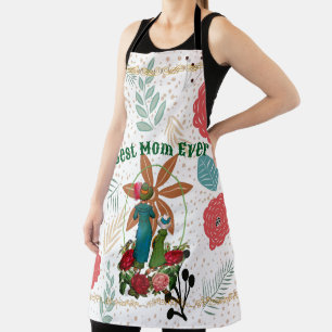 Mother's Day Best Mum Ever Floral Rustic Country  Apron
