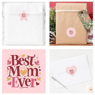 Mother's Day Best Mum Ever  Heart Sticker