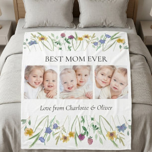 Mother's Day Best Mum Ever Photo Fleece Blanket