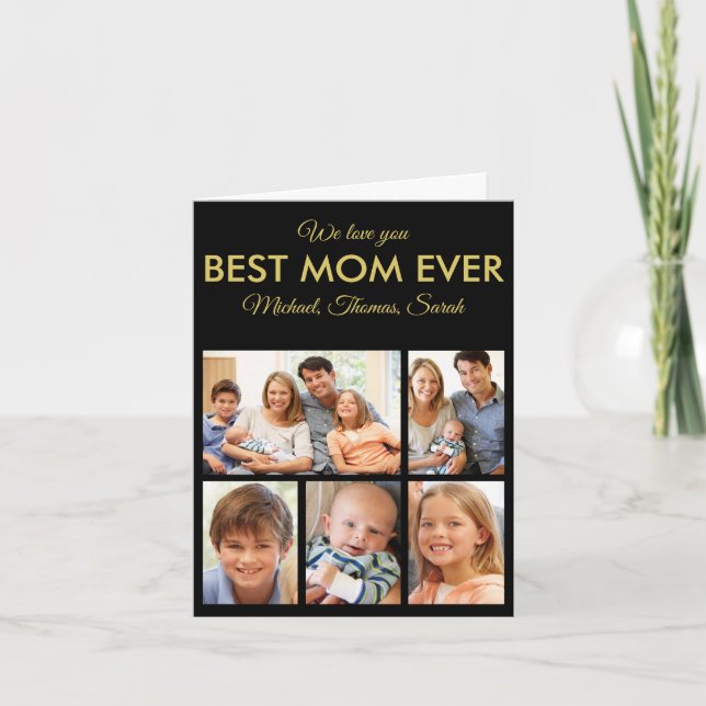 Mothers Day Best Mum Ever Trendy Photo Collage Card (Front)