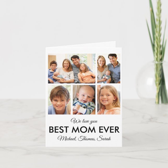 Mothers Day Best Mum Ever Trendy Photo Collage Card (Front)