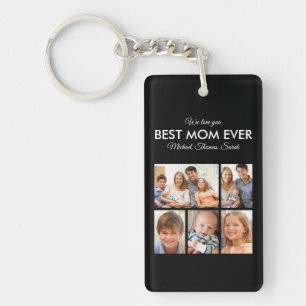 Mothers Day Best Mum Ever Trendy Photo Collage Key Ring