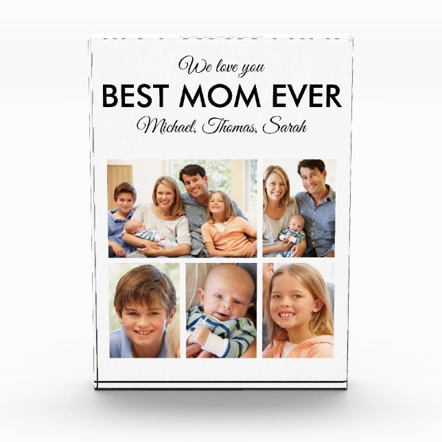 Mothers Day Best Mum Ever Trendy Picture Collage Photo Block (Front)