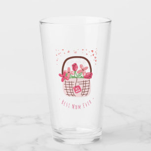 Mother's Day,Best Mum Ever, with Beautiful Flower Glass