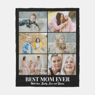 Mother's Day Best Mum Photo Collage 6 Pictures Fleece Blanket