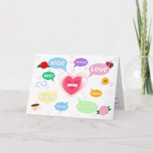 Mothers Day Best Mum Word Clouds Queen Crown Love Card