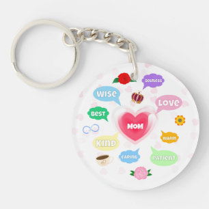 Mothers Day Best Mum Word Clouds Queen Crown Love Key Ring