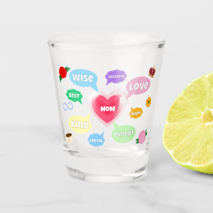 Mothers Day Best Mum Word Clouds Queen Crown Love Shot Glass