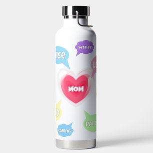 Mothers Day Best Mum Word Clouds Queen Crown Love Water Bottle