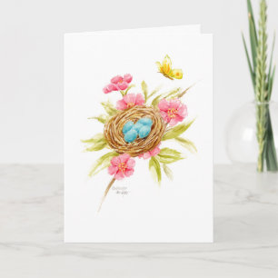 Mother's Day Bird Nest Flowering Branch Blessings Card