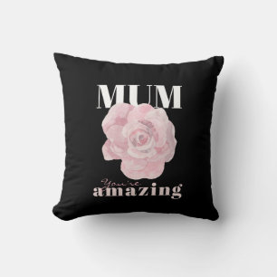 Mother's Day Black Pink Floral Cushion