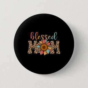 Mothers Day Blessed Mum Leopard Print Sunflower Ma 6 Cm Round Badge