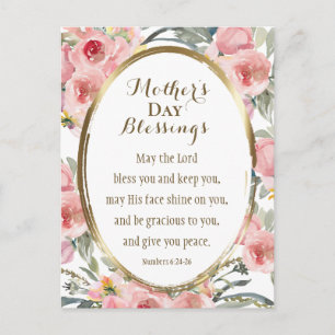 Mother's Day Blessings Bible Verse Elegant Floral Postcard