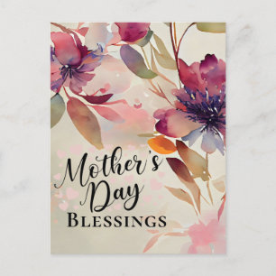 Mother's Day Blessings Floral Watercolor Bible Postcard