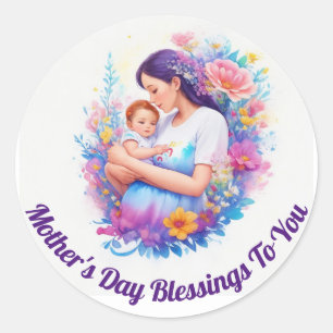 Mother's Day Blessings Round Sticker