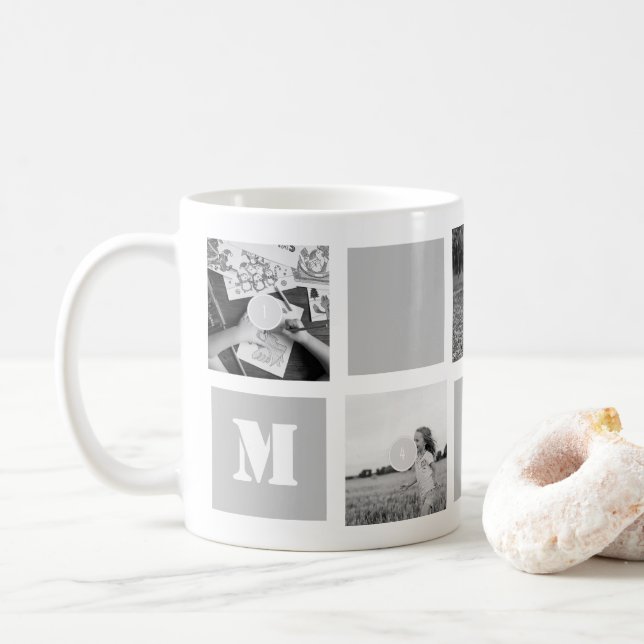Mother's Day Blue 5 Photos Mom Collage Mug (With Donut)