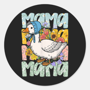 Mothers Day Boho Floral Mama Goose Mum Silly Goose Classic Round Sticker