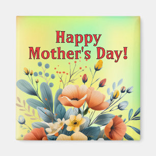 Mother's Day Boho Flowers Clipart-61983 Keychain Magnet
