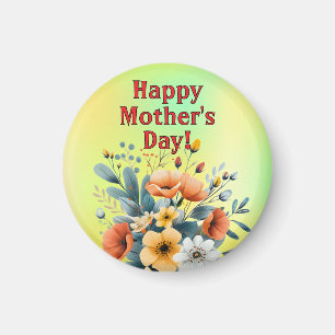 Mother's Day Boho Flowers Clipart-61983 Keychain Magnet