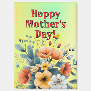 Mother's Day Boho Flowers Clipart-61983 Keychain Magnet