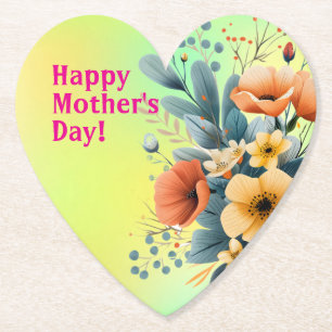 Mother's Day Boho Flowers Clipart-61983 Paper Coaster
