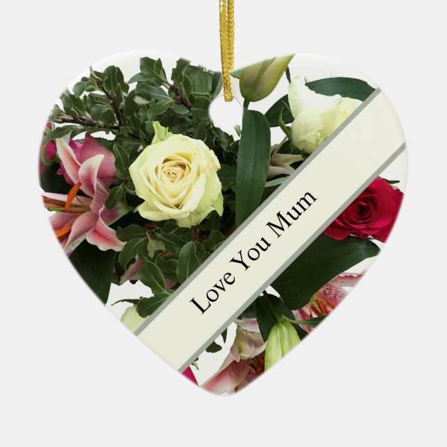 Mother's Day Bouquet Ceramic Ornament (Front)