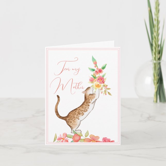 Mother's Day Bouquet From the Cat Greeting Card (Front)