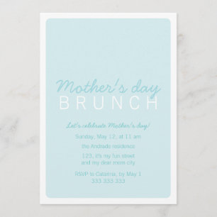 Mother's Day Brunch Blue White Fully Customisable Invitation