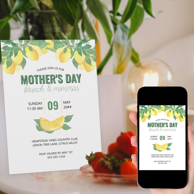 Mother's Day Brunch Citrus Lemons Invitation (Creator Uploaded)