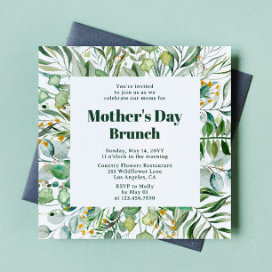 Mother's Day Brunch Elegant Botanical Watercolor Invitation