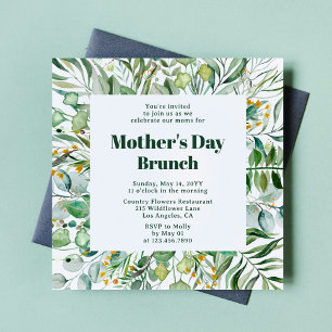 Mother's Day Brunch Elegant Botanical Watercolor Invitation