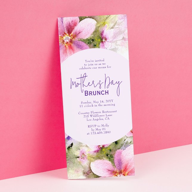 Mother's Day Brunch Elegant Watercolor Flowers Invitation (Creator Uploaded)
