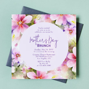 Mother's Day Brunch Elegant Watercolor Flowers Invitation