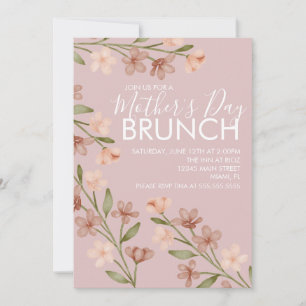 Mother's Day Brunch Floral Blush Pink  Invitation