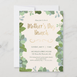Mother's Day Brunch - Floral, Greenery Invitation