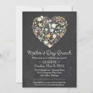 Mother's Day Brunch Invitation, Floral Chalkboard Invitation