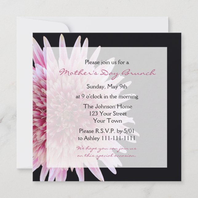 Mothers Day Brunch Invitation Gerbera Daisy (Front)