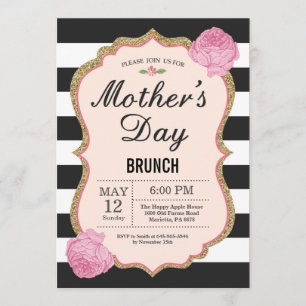 Mothers Day Brunch Invitation Pink Floral Flower