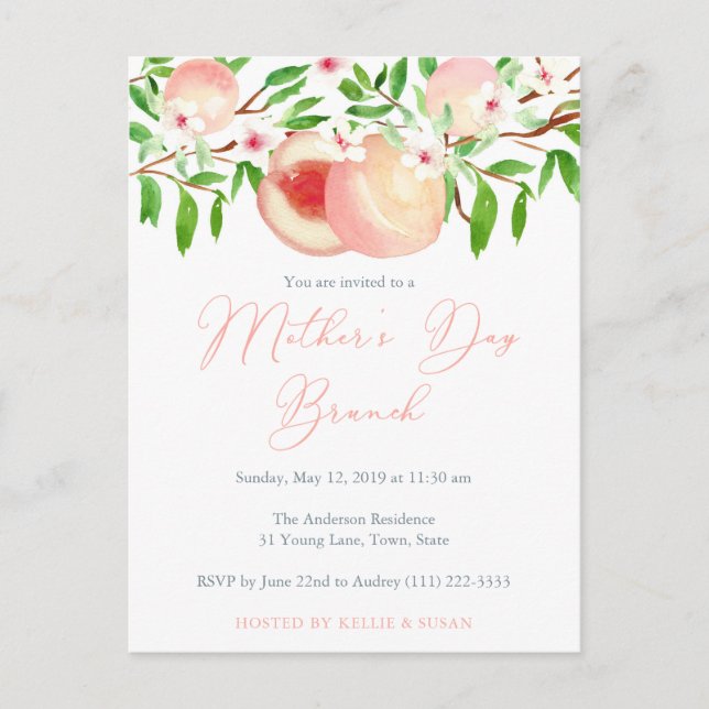 Mother's Day Brunch Invitations, Sweet Peaches Postcard (Front)