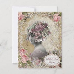 Mother's Day Brunch Lady with Jewels & Flowers Invitation