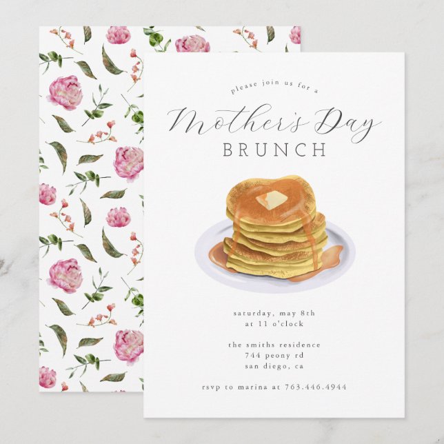 Mother's Day Brunch | Pancakes Invitation (Front/Back)