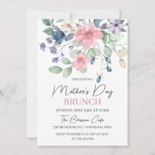 Mother's Day Brunch Pink Berry Watercolor Floral  Invitation