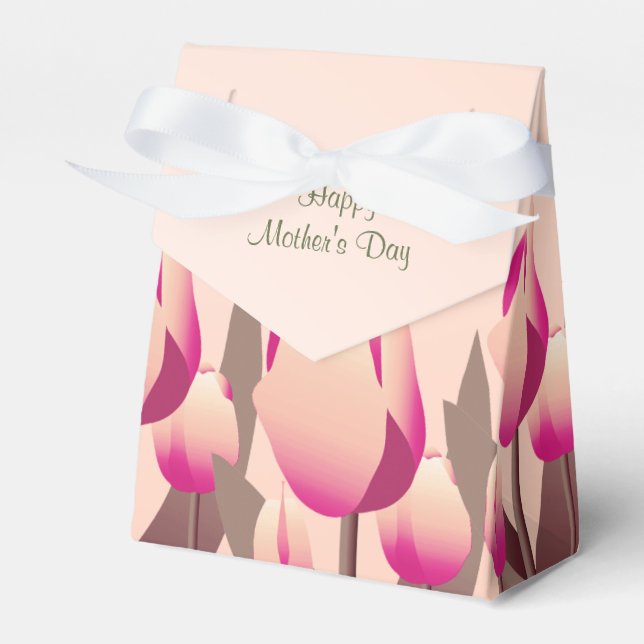 Mothers Day Brunch Spring Pink Tulips Party Favour Favour Box (Front Side)