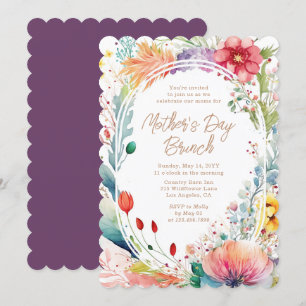 Mother's Day Brunch Watercolor Wildflowers Floral Invitation